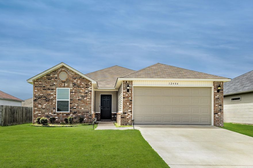 Enjoy being out of the city but so convenient to Little Rock and North Little Rock.  Almost new, completed in 2023, 12404 Vernonia has an open floorplan with easy living and perfect for entertaining.  Enter into the open large den to the kitchen with a bar and dining area.  Laundry room with a roomy pantry.  Primary bedroom with walk-in closet and separate from the other 2 bedrooms.  Lots of storage throughout.  Covered patio in the backyard.  2 car garage.  Ready for a new homeowner!