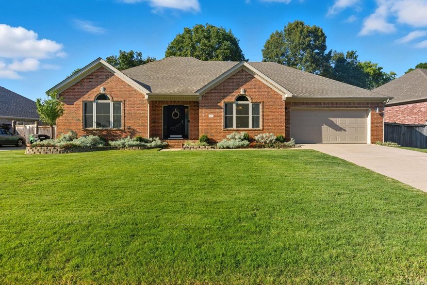 Welcome to this 3 bedroom, 2 bathroom home in the Stonehill Addition of Sherwood. With over 2,000 sq. ft., this split floor plan offers both function and comfort. The living room features wood-look tile flooring and a gas fireplace, while the kitchen includes granite countertops, gas range, breakfast bar, and updated cabinet doors, plus a breakfast nook and formal dining. The primary suite includes an office space, two walk-in closets, and a bath with dual vanities, jetted tub, and separate shower. Two additional bedrooms share a full bath. Outside, enjoy a fully fenced backyard with a large patio and extended paver space, plus a cleared flower bed ready for planting. The front landscaping is mature and welcoming. Recent updates include new windows throughout with a transferable warranty. Conveniently located near multiple parks, shopping, dining, McCain Mall, and the back gate of LRAFB, with quick access to I-57. This home blends space, updates, and location—ready for its next owners.