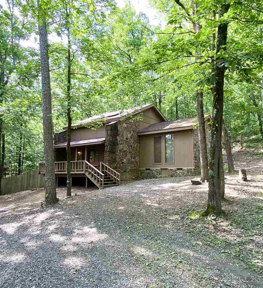 Welcome to Market fully furnished lake view home. This home has real wood floors open floor plan 3 bed 2 ba. Imagine cuddling up next to wood burning stone fire place and enjoying a book. This rustic style home is nestled along a lake front neighborhood in Heber Springs. It has a wonderful seasonal lake view. Key less entry and good high speed internet. Enjoy your morning coffee or evening barques on the front or back deck while enjoying the view and subtle sounds of the lake and forest around.