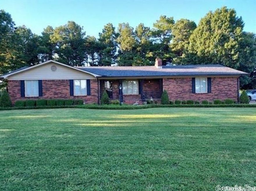 All brick, 3br, 2ba, house, formal dining, LR with WBFP w/brick wall, built-in bookshelves, kitchen w/pecan color cabinets, double wall oven, breakfast bar & breakfast room, Lg. Laundry room with good storage closets. Roof 2022, Trane CH&A July 2022, Lg. covered patio on back w/tile flooring. Anderson roll out windows, All neutral colors, some wallpaper & paneling. Carpet looks like new. 80 acres of land with pond  and will probably be planted in soybeans. App 10 acres of timber, One Owner. No Disclosures.    See Agent Remarks