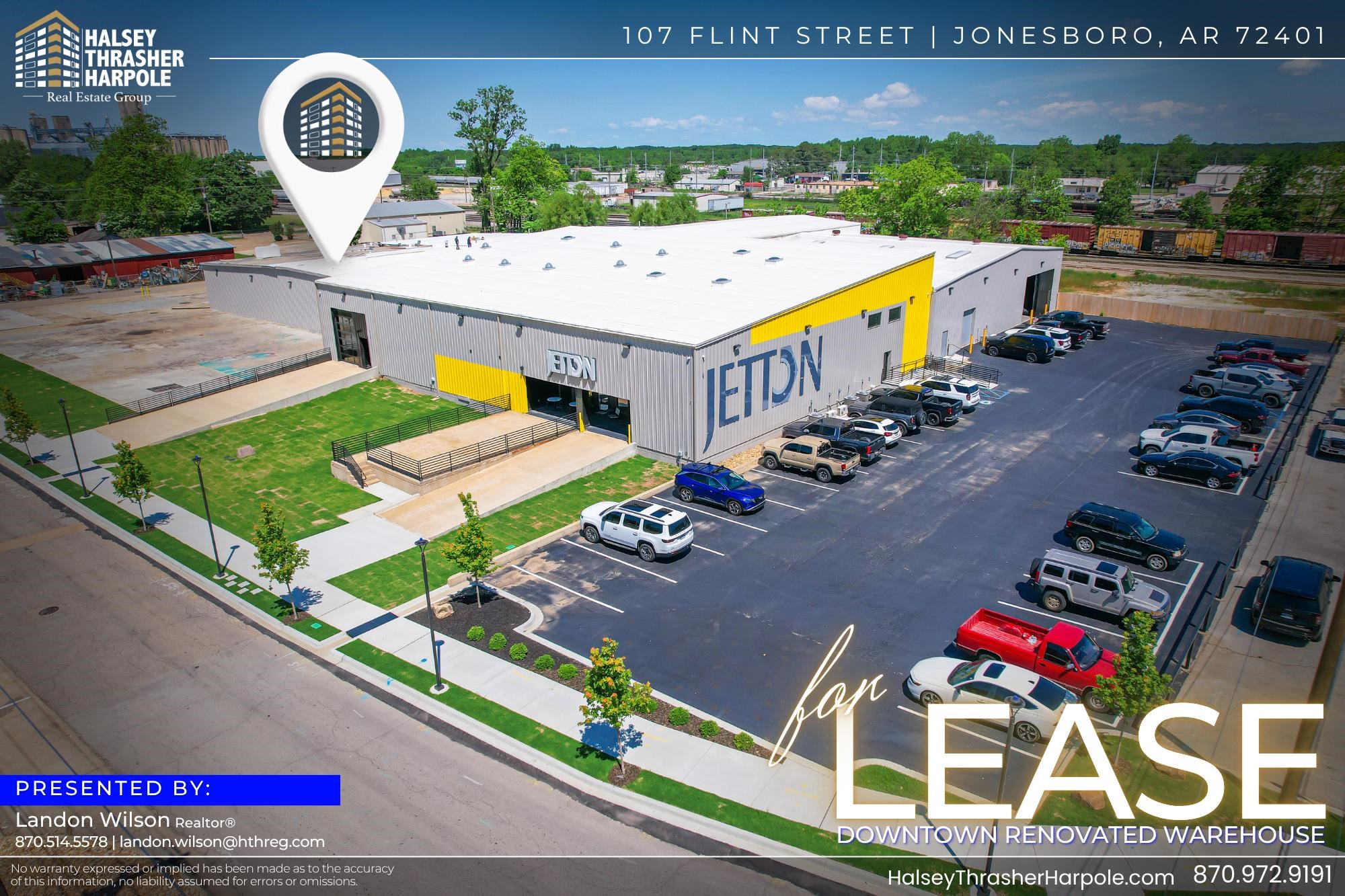 Now available for lease at $6.50/SF, this fully renovated warehouse offers 25,218 SF of flexible industrial space in the heart of Downtown Jonesboro. Featuring two offices, two restrooms, one drive-in door, and three dock-high doors, the space is designed to accommodate a wide range of users. With a layout that can be built to suit tenant needs, this property offers functional versatility and modern infrastructure. Positioned near major roadways and rail lines, it provides strategic access for distribution, manufacturing, or logistics operations. Don't miss this rare opportunity to lease high-quality warehouse space in a prime location.