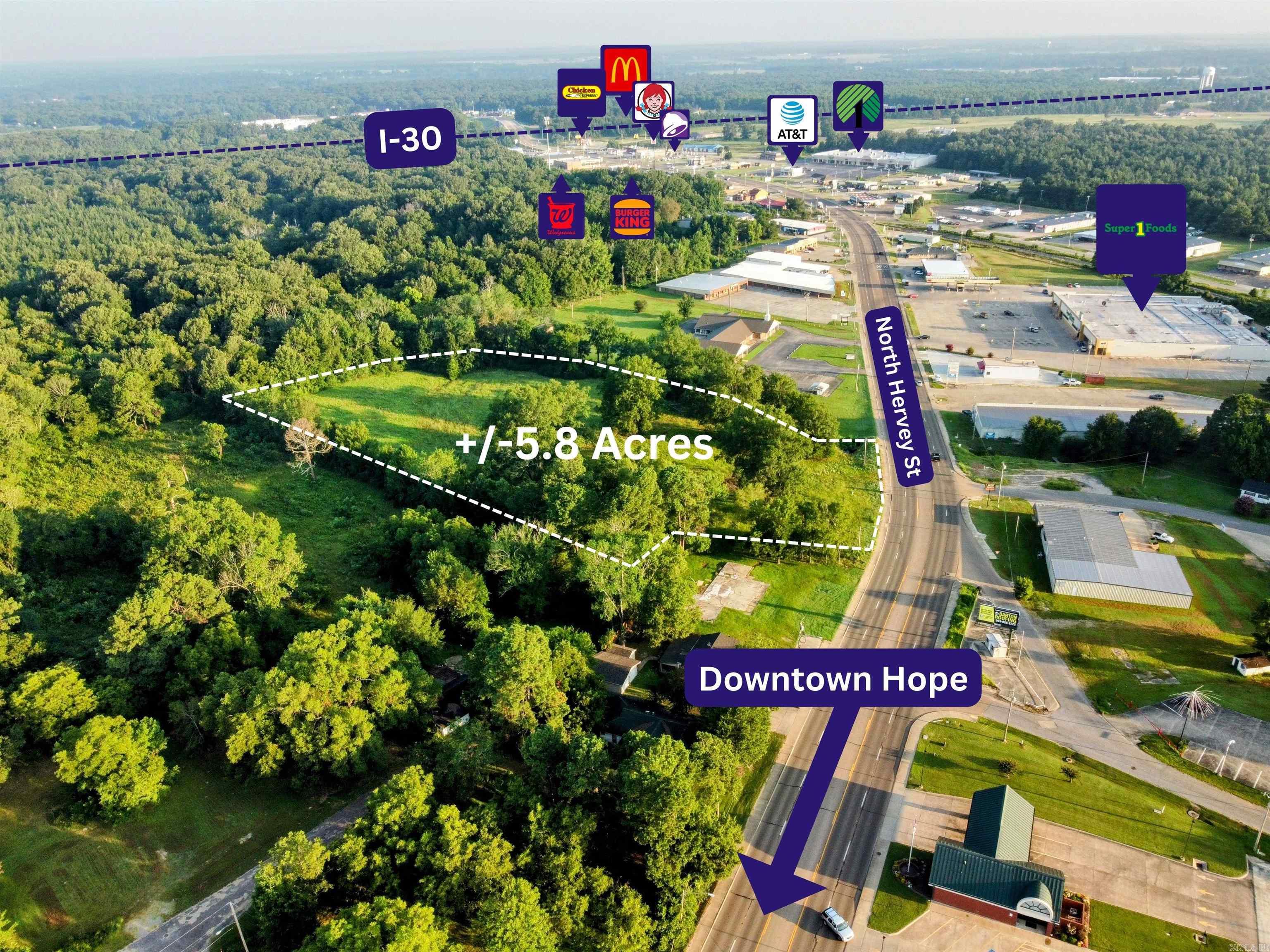 .72 Acres prime commercial lot with frontage on N Hervey (most trafficked road in Hope) Being zoned C-2, this lot provides the opportunity for a wide variety of commercial uses. Agents please see remarks.