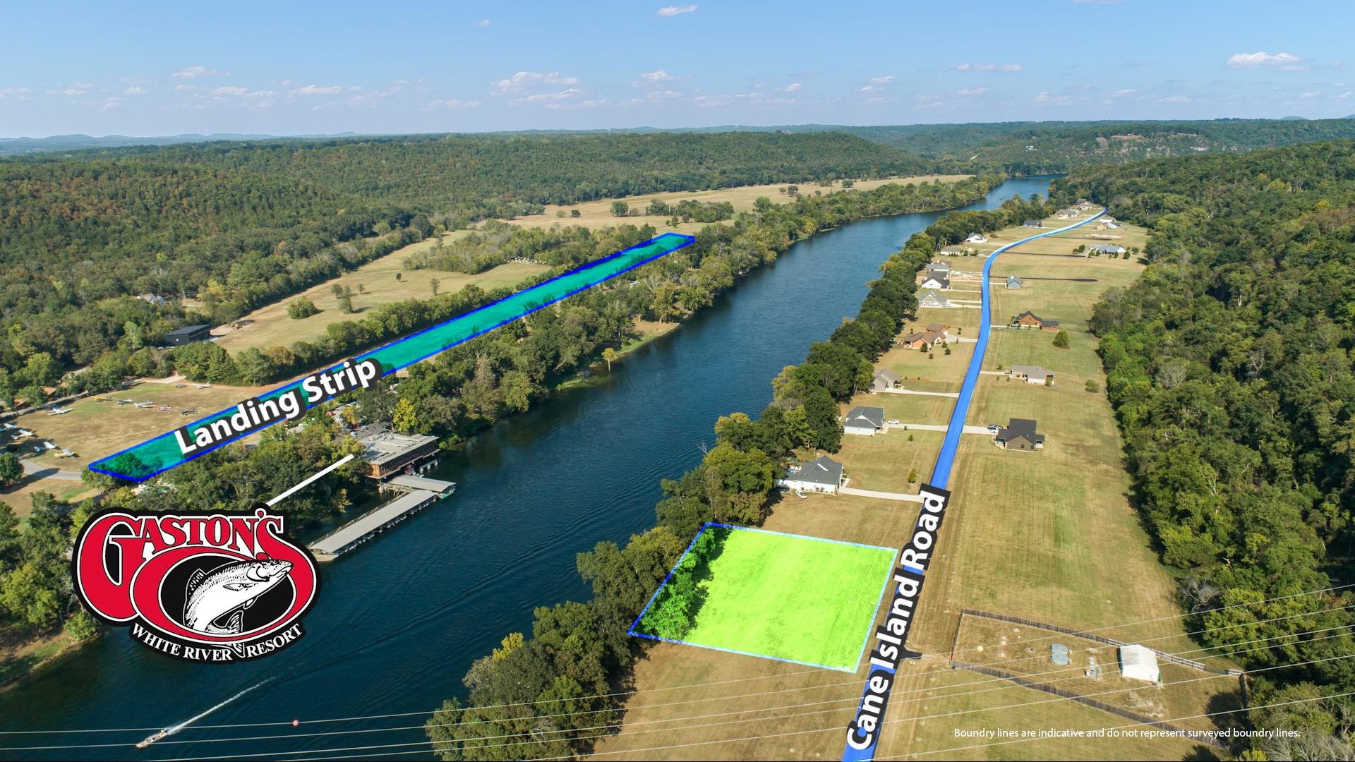 Welcome to Cane Island Estatesāan exclusive, gated sanctuary nestled along the pristine banks of the White River. Rare opportunity to own 1.22+/- acres of riverfront elegance, perfectly positioned across from the world-renowned Gastonās Resort and Restaurant. Boundary shown not a survey. Design your dream home right between these two premium lots, where the land gently slopes to the waterās edge and every sunrise reflects off the river like a painting. With city water, underground utilities, fiber optic internet, and a private boat ramp just steps away, this property blends modern convenience with timeless natural beauty. Wake up to the sound of flowing water and cast a line from your backyard into some of the best trout fishing in the country. Whether you're boating, hiking, or simply relaxing in a hammock, Cane Island offers serenity and adventure in equal measure. This is not just landāitās a canvas for your vision. Cane Island Estates is one of the most stunning developments in all of Arkansas, with manicured grounds, protective covenants, and a community designed for those who value privacy, prestige, and natureās finest backdrop. 220 feet of river frontage. High elevation.