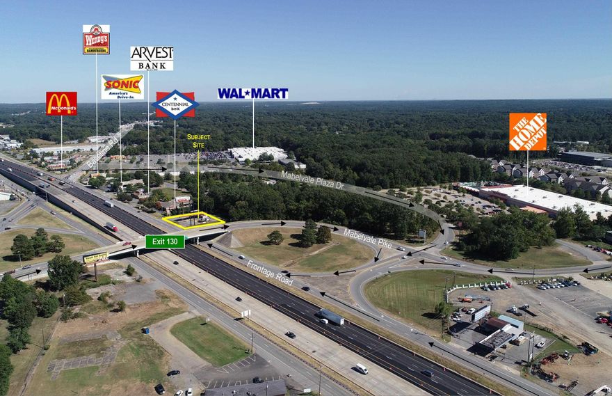 Price Reduced! Great value at $7.86 psf!  Excellent visibility, located just off I-30 next to Centennial Bank at Baseline Rd/Mabelvale (Exit 130).  Superior access w/interchange, off-ramp & wrap-around entry by Home Depot.  High traffic & population. Major commercial sector w/banks, fast food, retail centers, Walmart Supercenter, Home Depot & much more!  Property includes a 100' pylon sign & a billboard sign producing $9,500 annual income.  Additional land could be purchased w/access to Mabelvale Plaza.