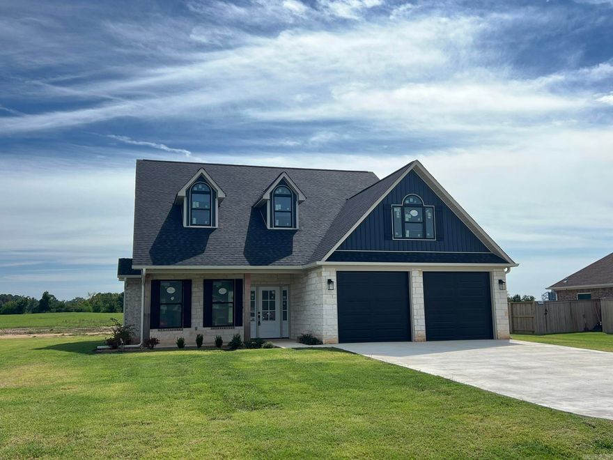 Super cute Farmhouse style new construction. Downstairs is the laundry, Family, half-bath, eating area, kitchen, walk-in pantry & main suite. The main bath is huge with a soaking tub, walk-in shower & separate vanities. There are 2 walk-in closets off the main bedroom. Upstairs has 2 bedrooms, 1 w/ private office/playroom/extra storage (heated & cooled), Large Bonus Room, full bath, open loft area overlooking main living area. This space would also make a great office, playroom or reading area. Floor plan attached in Assoc. Docs does not show the private office that is mentioned above. SELLER WILL PAY UP TO $10,000 for Buyer for Closing Cost