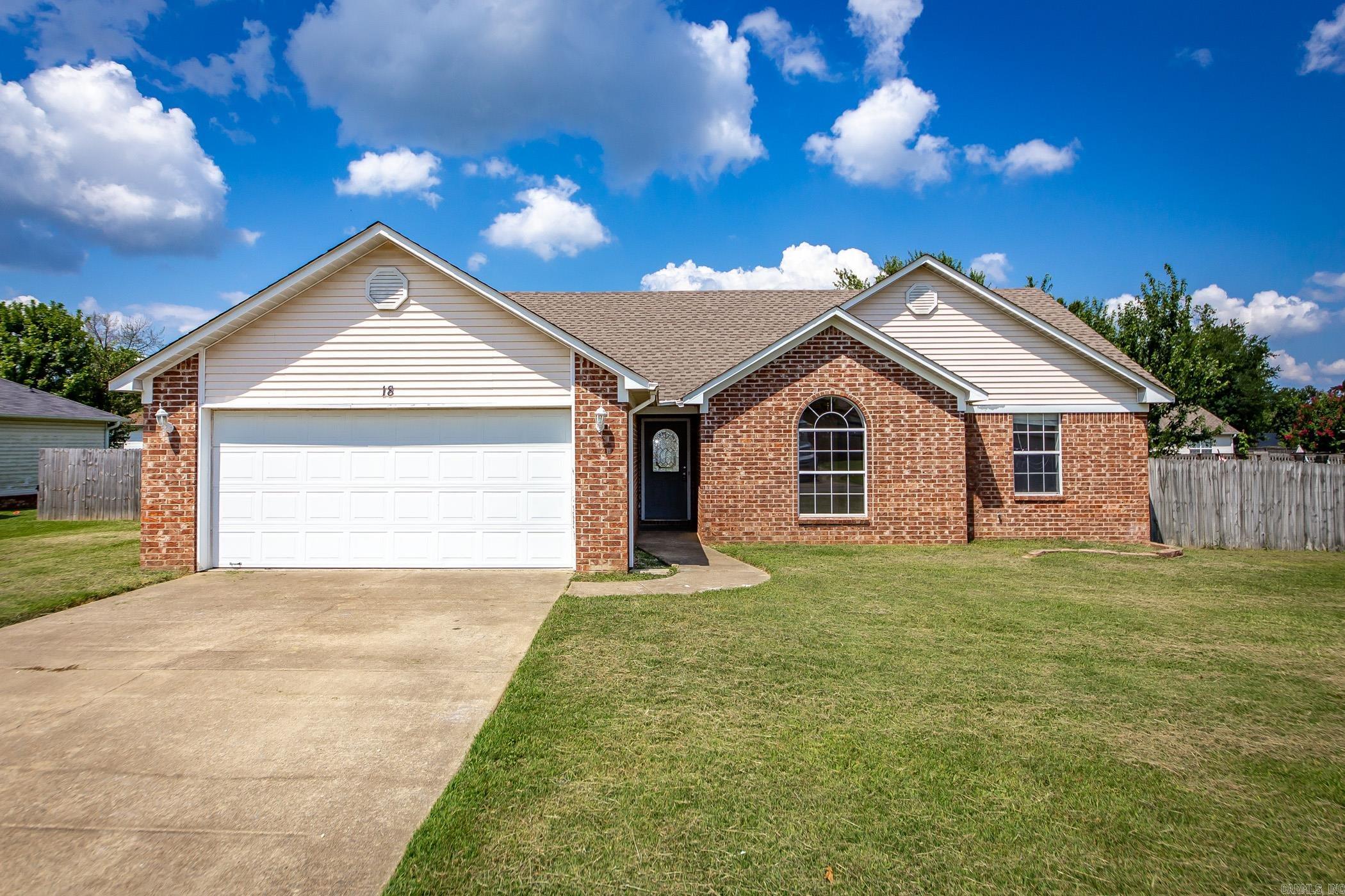 Centrally located in the Cabot School District, this home has three bedrooms and two full baths. Enjoy looking out the window over the sink in the kitchen. A view washing dishes! The kitchen has tile flooring with a breakfast bar and lots of counterspace. There is an eat in area of the kitchen as well. The living room is large with a fireplace. Walk out back to enjoy your patio and fully fenced flat yard. No carpet in this home with all vinyl and tile flooring. Call today to view this home. Agents, see remarks.