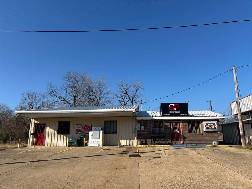 Retail store is set up with shelving, coolers, freezers. Store is also connected to a storage warehouse (2,448 sq.ft). Plenty of parking for customers as well
