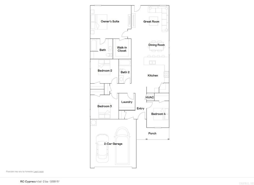 The lovely RC Cypress plan is full of curb appeal with its welcoming covered front porch and front yard landscaping. This home features an open floor plan with 4 bedrooms, 2 bathrooms, a large living room, a dining area, and a charming kitchen fully equipped with energy-efficient appliances, generous counter space, and a roomy pantry for snacking and preparing delicious family meals. Learn more about this home today!   **SEE SHOWING REMARKS & AGENT REMARKS FOR IMPORTANT INFORMATION**