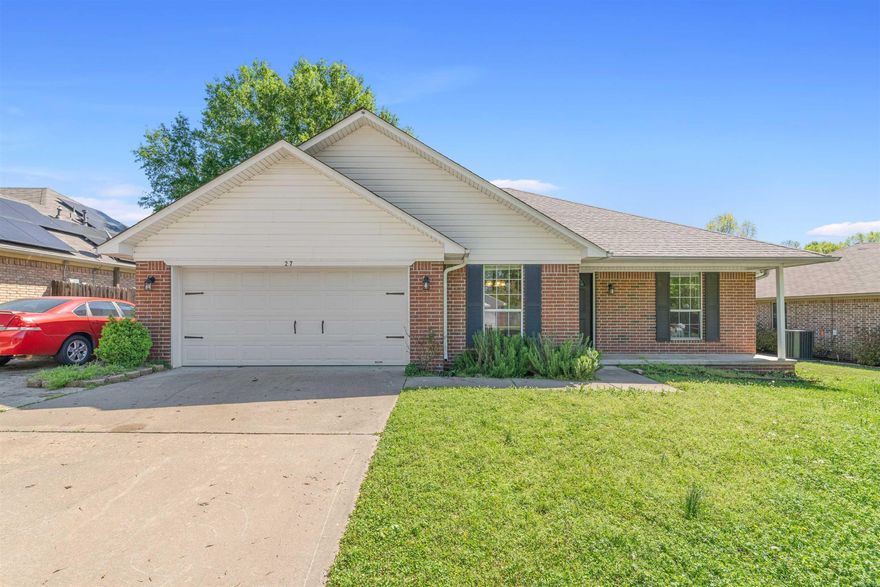 This beautiful brick home is located in a well-maintained neighborhood and offers a perfect blend of comfort and functionality. Featuring 3 spacious bedrooms & 2 full baths, this home is ideal for families or anyone looking for room to grow. The galley-style kitchen is both efficient & stylish, designed to make meal prep a breeze while keeping everything within easy reach. The inviting living area boasts a tray ceiling, adding an elegant touch to the space & enhancing the open feel. The master suite is a true retreat, complete with its own tray ceiling, a large walk-in closet, & private bath featuring a double vanity for added convenience. The backyard is fully fenced w/a storage building. This home offers comfort, style & practicality you'll love coming home to.