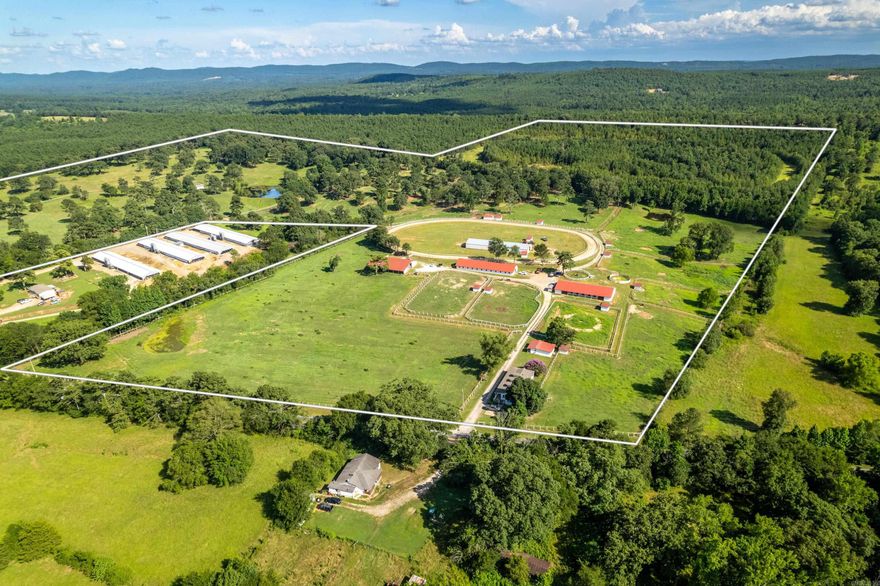 Welcome to 6867 Airport Road a stunning 110 acre horse farm, an equestrian's dream! A truly rare find offering exceptional combination of beauty, functionality and prime location. This property offers a renovated 3 bedroom 2 bath farmhouse with a wrap around front porch and a 1 bedroom 1 bath apartment perfect for a farm manager! 2 large barns for farm equipment or hay with feeding stations and loading dock. 2 horse barns with a total of 34 stalls equipped with water, electric, an office, tack and storage room. 1/4 mile track, brand new hot walker and several loafing sheds. No shortage of water here with a new well, city water and several ponds throughout. Fully fenced with gorgeous pastures and mature trees for shade. Whether you're an avid horse owner, competitive rider or simply looking for a peaceful haven in the country side this property is everything you could ask for and more!