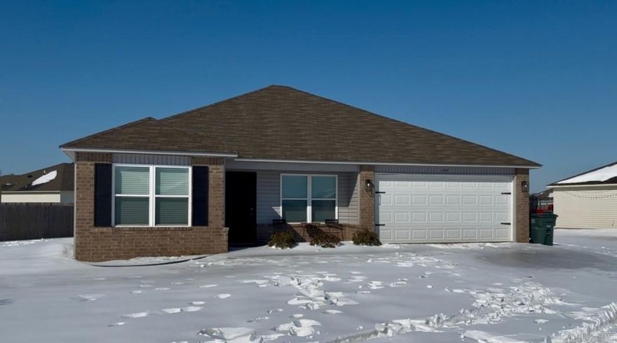 Built in 2023 and located in Brookland Schools, this 4 Bedroom, 2 Bathroom home has 1,470 SqFt and sits on 0.28+/- of an acre. Additional features include vinyl flooring throughout with carpet flooring in bedrooms, a split floor plan, and good sized rooms. Recently replaced light fixtures in the living room, dining room, and primary bedroom. Blinds installed throughout. Call to set a showing!!