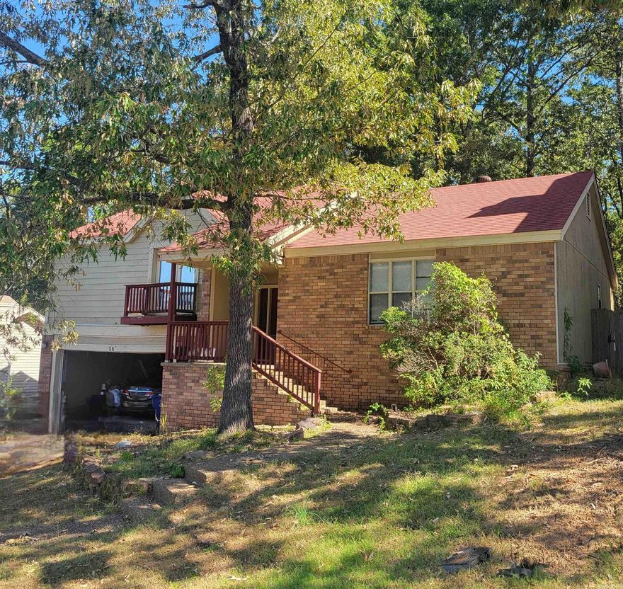 Fixer Upper! AS IS WHERE IS IN PRESENT CONDITION. Needs Many Repairs and some TLC! 58 Vantage Drive 3 Bedrooms and 2 Bathrooms 1510 SQFT Approximately. Tri Level House Located in Woodland Heights Addition next to Rolling Oaks Subdivision. Perfect Starter Home or Rental. Cash, Conventional Financing. Or pair a Renovation loan like FHA 203(k), Fannie Mae HomeStyle Loan or Freddie Mac CHOICERenovation loan with a FHA Loan. Contact me for Lenders. Roof 2017, HVAC in working order checking on the date. The Foyer Entrance is an attractive staple to this property. All bedrooms together same level. Kitchen with Herb Flower Plant Window, adequate cabinets and newer Appliances, Living Room with Wood Burning Fireplace. Newer Fully Wood Fence needs a little work. Front Porch great views for relaxing or on the newer backyard Deck with Wooded Backyard. Close to Pine Forest Elementary and all Maumelle Schools. Walking Trails surrounding neighborhood and Soccer Fields just a couple minutes walk to the ball park. Easy access to Interstate and can be anywhere between Little Rock and Conway within 15 -20 minute drive.