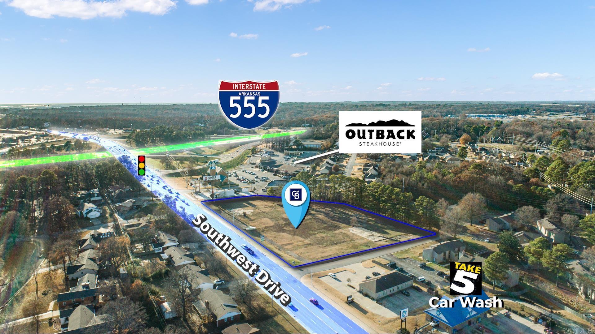 3.5 +/- acres zoned C-3 located N of I-555 on Southwest Drive in Jonesboro, AR. This site is ideal for retail, restaurant, office or medical usage with approximately 21,000 cars per day (per ARDOT). The Southwest Drive corridor is a highly desirable retail and banking area with one of the highest average household incomes in Arkansas. This site adjoins Shushma Park shopping center and is the largest tract available with frontage on Southwest Drive.  This is a great visible business location with all utilities available