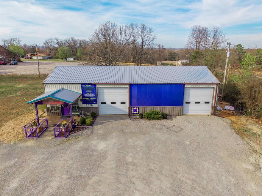 This 2,100 square foot metal building presents an excellent opportunity for businesses looking to establish themselves in a prime commercial location. Set on a 0.80 AC M/L lot, the property is strategically located across the highway from Walmart, ensuring high visibility and significant traffic. The building features a well-appointed front office area, perfect for administrative tasks or customer interactions, and includes a convenient bathroom. With two large shop bays and oversized garage doors, this property offers ample space for operations such as vehicle storage, maintenance, or light manufacturing. The expansive outdoor area provides plenty of parking and additional storage space, making it an ideal solution for a variety of business needs. With its versatile layout and prime location, this property is ready to support your business growth. Don’t miss this incredible opportunity.
