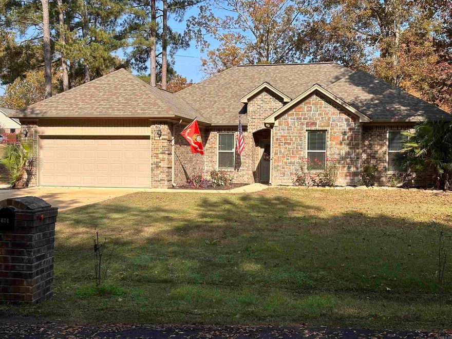 This is a wonderful home located on a .66 acre corner lot. When you enter the front door, you will love the open floor plan. The kitchen with granite countertops  and stainless appliances opens to a separate breakfast area and the family room. The family room is large with plenty of light and gas fireplace. Just off the family room is a separate dining room. Great for entertaining! Off the kitchen is a nice sized laundry room. Down the hall is the large primary bedroom with in-suite bathroom. The primary bathroom has separate soaking tub, shower, his and her vanities, custom cabinets and walk-in closet. The guest bedrooms share a bathroom. Outside the backyard is privacy fenced with a large deck and gazebo. In the front are new flowerbeds and extra parking by the garage.