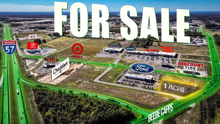 1-acre commercial lot at Searcy City Center, in a high-traffic location visible from I-57, Exit 46 & Beebe Capps. Current Retailers include TJ Maxx, Hobby Lobby, Texas Road House, Old Navy, Academy Sports and coming soon Target!
