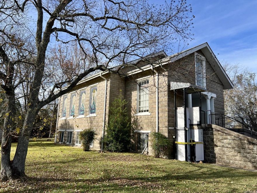 Own a piece of History. Any use considered and what is allowed by the city. Church and Parsonage, 118 and 120 S. Church St., Parkdale, AR. Parsonage built c 1975, 3Br, 1 Ba, approximately 1032 SF. Wood floors on a slab with a carport and porch. Church built c 1910 of brick and stone. Approximately 1500 SF sanctuary, 200 sf balcony loft, 1500 sf basement that floods. Beautiful stained glass windows, beadboard ceilings, wheelchair lift, HVAC.
