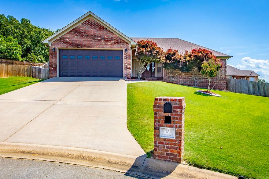 Freshly painted and move-in ready! This spacious 4BR/2BA home sits on a large cul-de-sac lot and features hardwood floors throughout—no carpet. The open layout includes a gas fireplace with blower, newer appliances, and a kitchen where the washer, dryer, and refrigerator all convey. The primary suite is separated from the other bedrooms and includes a walk-in closet with extra shelving. You'll love the enlarged patio out back—great for entertaining—and the added storm shelter in the garage. Home also includes gutters, a linen closet, and abundant storage. Located in a desirable community with a lake, walking trails, tennis courts, playground, and pavilion. This beautifully maintained home is freshly painted and waiting for its new owner—don’t miss your chance! The TV in living room will convey.