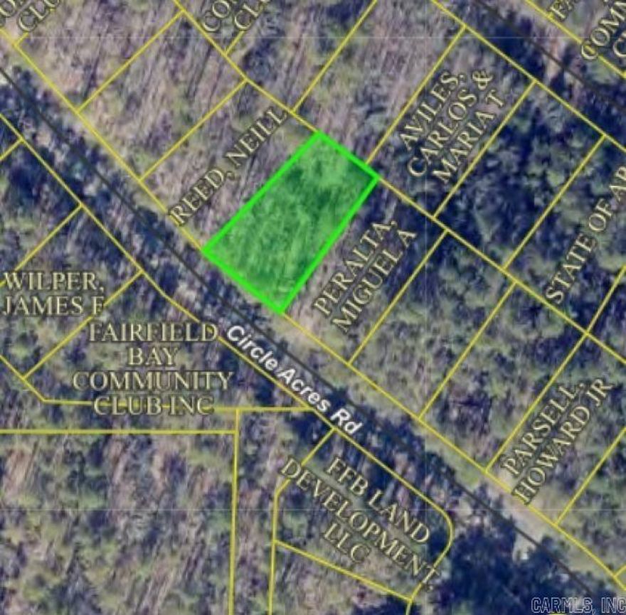 Vacant/Undeveloped residential lot located along Circle Acres Rd in Fairfield Bay. This property is located less than a mile from a Greers Ferry Lake boat ramp!  Owner financing is available.
