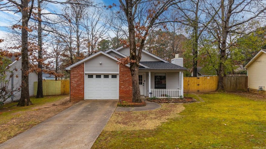 Charming 3BR/2BA, 1,191 sq. ft. home in convenient Maumelle location close to schools, shopping, and amenities. Move-in ready with major updates: new roof & deck (2024), new fencing on 3 sides & dishwasher (2025), AC (2018), and garage door & opener (2017). Hardwood laminate in LR & bedrooms. Level lot with spacious backyard and great deck—perfect for first-time buyers or anyone wanting an affordable, well-kept home with big updates already done!