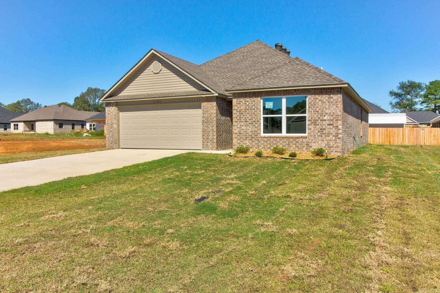 The beautiful Taylor plan. An attractive, silhouette -  this plan is a beautiful all-brick front with an inviting entry. The Living Room has lots of natural light, and free movement into the Kitchen. The Master Bedroom is spacious and has two Master closets!   Upgrades in this home: sides brick on home, 8/12 roof with architectural shingles, plumbing faucet upgrade 2, 8" deep Kitchen sink, added cable jack, HVAC rigid duct upgrade, staggered Kitchen cabinets, 16" laminate bar top in Kitchen, Luxury Vinyl Plank flooring in wet areas, raised ceilings in Living Areas per municipal requirements, Cheyenne style interior doors, baseboards level 2, LED disk lights in Kitchen and over Master Shower, full sod, stainless steel appliance package.   THIS HOME IS SCHEDULED TO BE COMPLETE IN LATE SEPTEMBER.