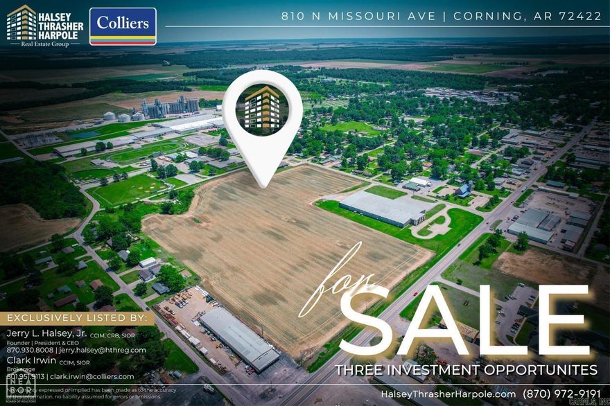 The cell tower presents an exceptional investment opportunity in a highly strategic location. Encompassing approximately 4.2 acres, it is a valuable asset for telecommunications infrastructure due to its existing cell tower, active lease, and advantageous positioning within a well-connected commercial zone. Improved telecommunications services enhance the overall quality of life for local residents and support the operational needs of nearby businesses, fostering community growth and development. The plot and surrounding area also offer space for additional telecommunications equipment or auxiliary facilities, providing flexibility for future growth. This cell tower in Corning, AR, represents a unique opportunity for investors or telecommunications companies seeking a ready-to-use and strategically located site. Its established infrastructure, active lease, and prime location offer significant potential for enhancing connectivity, generating revenue, and supporting community growth in an evolving industrial area. The combination of these factors makes this parcel an attractive investment with promising long-term benefits