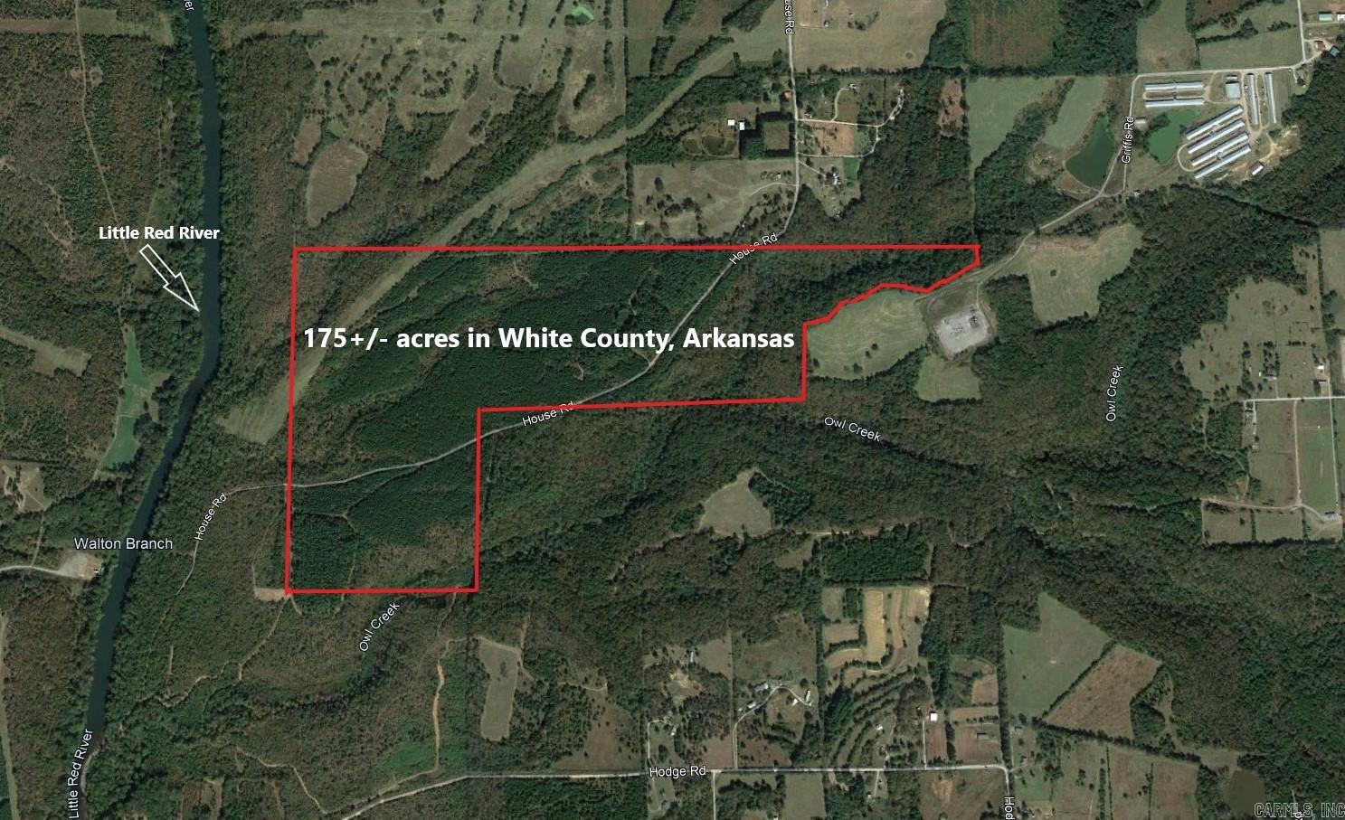 This beautiful rural property in White County, Arkansas consists of 175 +/- acres of timber and is located near the Little Red River. Secluded and tranquil, yet convenient to the cities of Judsonia, Bald Knob, and Providence, this property has several nice house places and is bisected by House Road. This land offering is perfect for a private estate, hunting and recreation, or for timber harvest. Survey and timber appraisal available. List price includes mineral rights. See brochure in documents. See agent remarks.