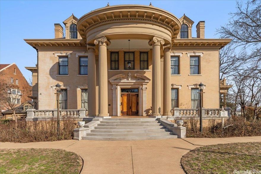 Attention Folks! The historic Hotze house is officially up for sale! This a one of a kind home built in 1900, designed by Charles L Thompson, a highly prolific architect who created one of the most successful architectural practices in the state of Arkansas. The homes interior design was by Tiffanys of New York. Words are unable to describe the beauty and the history of this home. The home consists of 8,339 sq/ft with 6 bedrooms, 6 bathrooms, and 2 half baths. The house has been well maintained over the years. There are a total of 9 gas fireplaces, one in almost every bedroom. The house is on a 5 zone HVAC system. Some unique features of this home include: Doric Columns, Slate roof, Sunroom, Elevator to every floor (4 total levels), Laundry Chute, staircase is made from Honduran mahogany. The second floor includes a band stage area. The home has hosted over 500 guests at one point in time. The property is over half an acre and comes with a carriage house (guest house). The Carriage house, newly renovated, consists of 2,212 sq/ft with 3 bedrooms, 2.5 bathrooms and two kitchens. AGENTS SEE REMARKS!