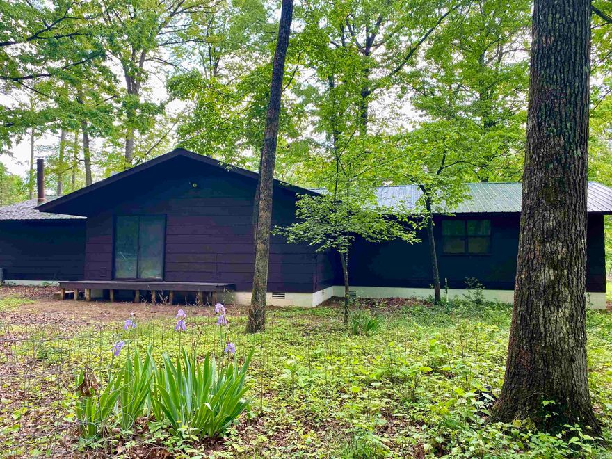 Tucked away at the end of a quiet road, this secluded and spacious home sits on 9.86 acres of mature shade trees and lush landscaping—offering true privacy with no close neighbors. Enjoy the peaceful surroundings from the charming sun deck or explore the property’s multiple outbuildings, including a storage shed with a fenced area perfect for pets and an open-air barn that could easily be transformed into a chicken coop or garden shed. Inside, you'll find a massive living and dining area ideal for gatherings, a country kitchen with wood countertops, a pantry, and all appliances included. The oversized primary suite features a walk-in closet and a large bath with plenty of counter space. Central heat and air plus a ducted backup wood heating system provide year-round comfort. Located in the heart of the Ozarks and just minutes from thousands of acres of National Forest—this is a perfect country retreat!  Utilities and septic are located on tract 2 for an additional home site.