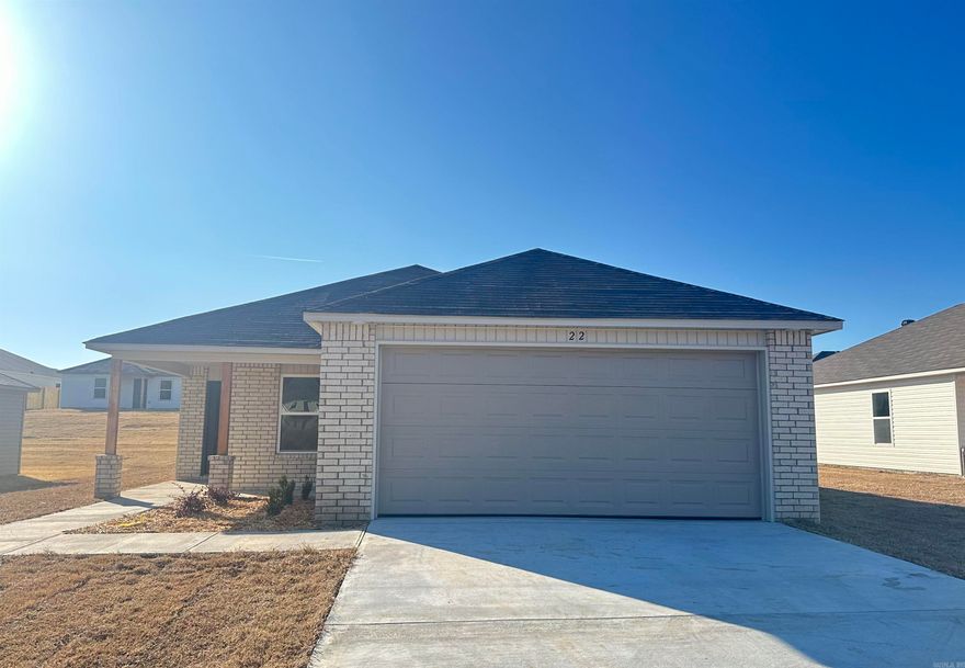 The new Armstrong II plan! Bedrooms 2 & 3 are set to the front of the home and just steps away from the Bathroom and Laundry Room. The Living Room is open to the Kitchen, which has an extra wide pantry closet.   Upgrade details included in this home: plumbing faucet upgrade 2, door bell, crown on Kitchen cabinets, 16" laminate bar tops in Kitchen, Luxury Vinyl Plank flooring in wet areas and Living Room and adjacent hallways, raised ceilings in Living Rooms per municipal requirements, Cheyenne style interior doors, back door half lite, baseboards level 2, level 1 ceiling fan in Living Room, full sod, stainless steel appliance package.   THIS HOME IS COMPLETE.