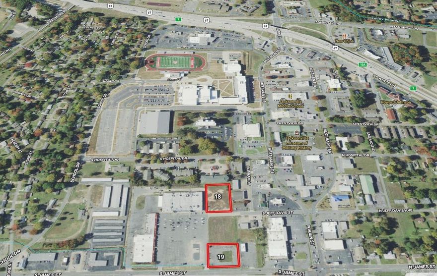 REAL ESTATE AUCTION - SEPT 27TH, 10AM  - WYNDHAM RIVERFRONT HOTEL, 2 RIVERFRONT PL., NLR, AR -  33 properties total that are divided up north of the Arkansas River located in Morgan, North Little Rock and Jacksonville and south of the Arkansas River located in Southwest Little Rock and Mabelvale.  Industrial, Commercial, Residential Single and Multifamily Lots selling    Lot #18 - Parcel#: 23N0130000400 • Subdivision and Location: None, Located at the end of Jeferson Davis St. and North of Edwards Cash Saver Jacksonville, AR 72076 • Size:  1.0 acres • Zoning: C2 • Estimated taxes: $1,076.83 • Description: Large flat lot, Appears to be approximately 245’ x 180’ and part of the Jackson Square Shopping Center in Jacksonville, AR 72076  See also MLS: 24029438, 24029440, 24029440, 24029442, 24029443, 24029444, 24029445, 24029446, 24029447, 24029449, 24029451, 24029605, 24029609 , 24029620, 24029626, 24029630  Call agent for auction terms