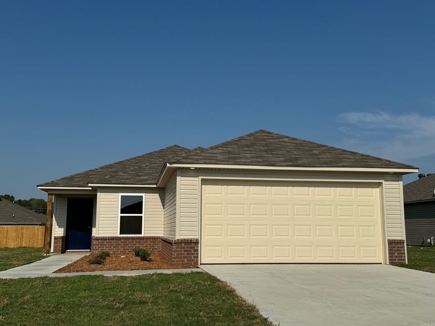 The Armstrong II plan is a beautiful 3-bedroom plan. Come tour it today!   Valuable upgrades included in this home: 14'x7' uncovered patio, soaker tub/shower combo in Master Bath, plumbing faucet upgrade 2, 8" deep Kitchen sink, flush laminate bar top in Kitchen, Luxury Vinyl Plank flooring in wet areas and Living Room and adjacent hallways, raised ceilings in Living Areas per municipal requirements, fiberglass exterior doors, Cheyenne style doors, baseboards level 2, LED disk lights in Kitchen, level 1 ceiling fan in Living Room, full sod, microwave hood in Kitchen.    THIS HOME IS SCHEDULED TO BE COMPLETE IN LATE AUGUST.   *** AGENTS, PLEASE SEE SHOWING REMARKS OR AGENT REMARKS FOR VERY IMPORTANT INFORMATION. ***