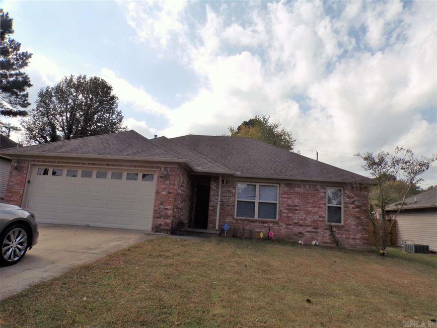 One level brick & frame home offers open floor plan. 3BR, 2BA with master apart. Master has large walk-in closet.  Eat-in kitchen opens to living area & has breakfast bar. Living area with gas log fireplace and french doors. Separate laundry area with built-in cabinets. Double car garage. Privacy fenced yard and patio, ceiling fans, near airbase. Move-in ready. Owners says bring offers.