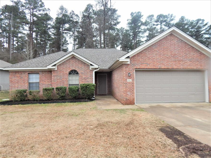 Very Nice 3 Bedroom has lots of NEW! Split Bedroom plan and open kitchen and tray ceilings in great room and master bedroom.  NEW Marble Countertops in Kitchen and on island! NEW LVT Plank style Hardwood floor in Great room and hall. Whirlpool tub! New Paint and newer roof and garage door and opener! Backs up to woods and in quiet and safe neighborhood close to Bauxite Schools in Saline County! Available Today! Rent is $1395/mo. Deposit is $1395. All Electric! Sorry, No Sec 8 or Housing. Call to see today!