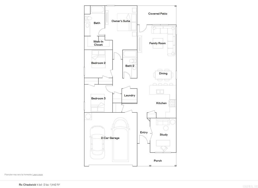This three-bedroom Chadwick plan offers convenient single-story living. A secluded study off the entry is great for a home office, and an open-concept floorplan offers simple entertaining and multitasking with access to an inviting covered patio. All three bedrooms are tucked away to the side for improved comfort and privacy, including the lavish owner’s suite at the back of the home with a full bathroom and walk-in closet.   **SEE SHOWING REMARKS & AGENT REMARKS FOR IMPORTANT INFORMATION**