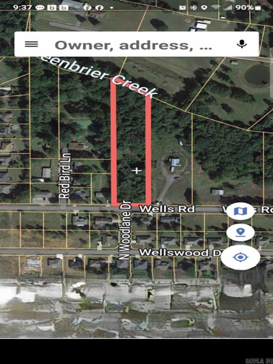 3 acres prime location on Wells Road in the city limits of Greenbrier, Arkansas.  City Water, City Sewer and paved city street fronts on Wells road.  Great for a small subdivision.  Walk to Greenbrier schools.
