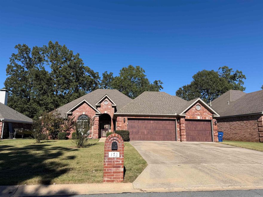 Updated one level 4 bed 2 bath on the golf course! 3 car garage (new doors & wifi motors). New paint, flooring, black SS appliances, LED lights & fans. Private partially covered patio looking at the fairway (Country Club of Arkansas). 2 sided fireplace, breakfast bar, under cabinet lighting. Primary bedroom is separate with 2 vanities, 2 closets, jetted tub, walk in shower. 4th bedroom would be a great office. Ready to move in, very convenient area near restaurants and other shopping. See agent remarks.