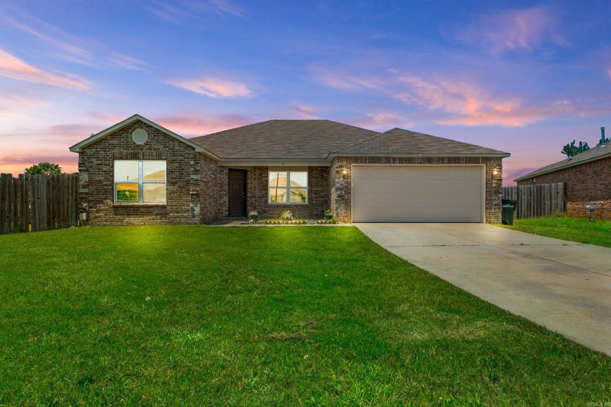 Move-in ready, well-maintained, and full of extras that set it apart! This 4-bed, 2-bath home sits on a large corner lot with a private fenced backyard and patio, perfect for outdoor entertaining or relaxing. Inside you’ll find beautiful dark cabinetry, upgraded flooring, and a spacious split floor plan with a large pantry. The primary suite features a large walk-in closet, double vanity, soaking tub, and separate shower. Quiet cul-de-sac location with quick access to I-40, I-30, shopping, dining, and all that Central Arkansas has to offer with added storage shed out back. Convenient, private, and priced to compete with far more to offer on this large private lot — this one won’t last long! Ask us about the transferrable warranty!