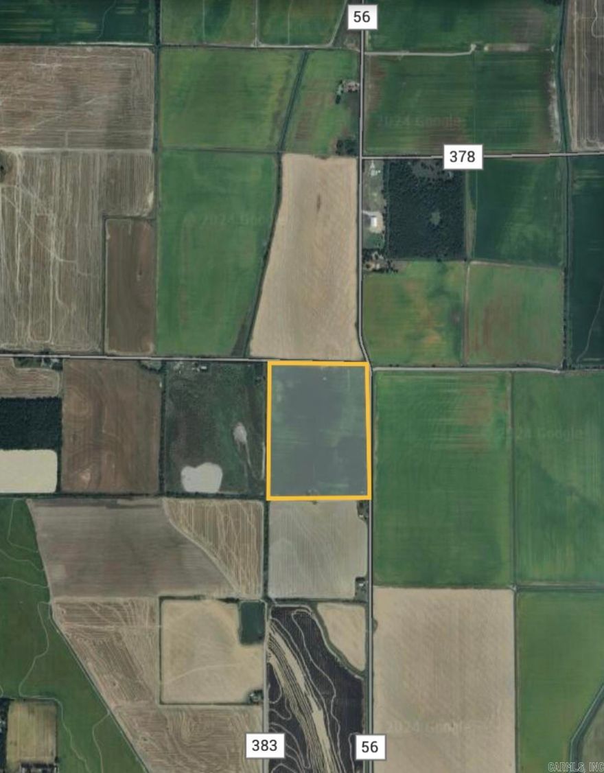 Under Contract Before Listed. +/- 53 acres of farm ground near Pumpkin Bend.  Property sits at 35.264458°N, 91.076054°W with Highway frontage on two sides (Highway 385 and Highway 388) in Woodruff, County.