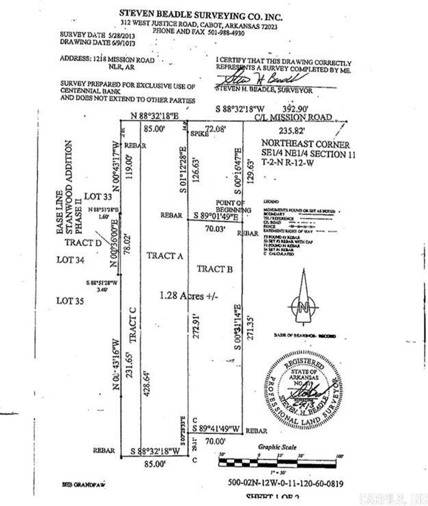 FULL LEGAL DESCRIPTION PT SE NE SECTION 11-2N-12 MPDA BEG 235.82' W AND 129.65' S OF THE NE COR SE NE TH S271.35' N89*30'W155.03' N231.62' S88*51'28"W3.4' N00*36'W78.02' AL ELN LOT 34 STANWOOD ADDITION N88*51'28"E1.6' TH N00*43'17"W119' TO R/W MISSION ROAD TH E85' S128.1' S88*14'E70.03' TO THE POB  Lot is partially paved  Lot has a wire and lock across it but is otherwise vacant.  Feel free to show anytime but if you need to drive in and unlock the wire feel free to text 501-920-3272