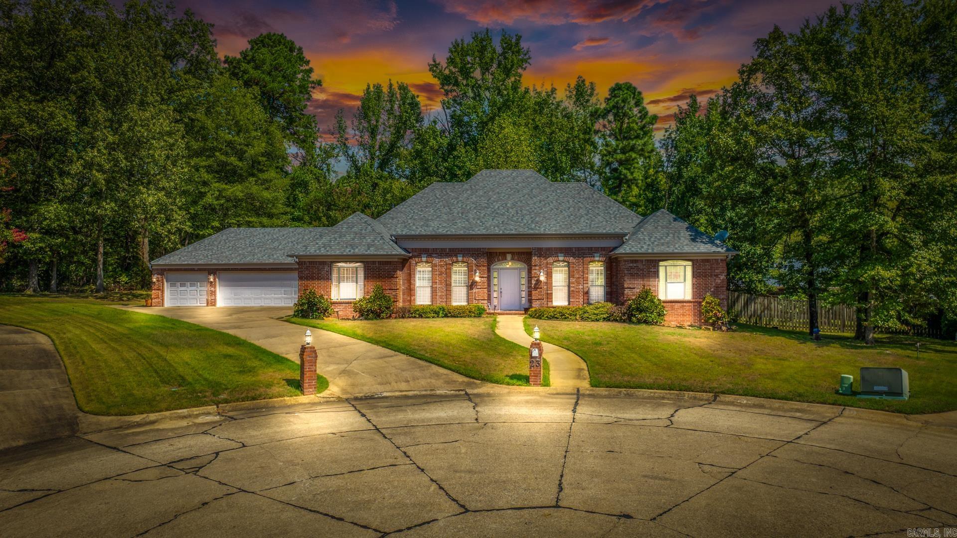 Welcome to this stunning one-story, four-bedroom, three-bath home located on a quiet cul-de-sac in Maumelle, Arkansas. This elegant residence offers exceptional space and style, perfect for families or those who love to entertain. Step into the beautiful living room with tall ceilings, elegant columns, and an open flow that creates a warm and inviting atmosphere. The kitchen is a chefās dream, featuring quartz countertops, a large pantry, and an abundance of storage space. Each bedroom includes spacious walk-in closets, while the bathrooms are designed with comfort and convenience in mind. The home also boasts a covered patio overlooking a large pie-shaped yard that backs up to green space, ideal for privacy and relaxation. An oversized garage provides ample room for multiple cars, a boat, or extra storage. With its combination of charm, practicality, and quiet location, this property truly stands out as one of Maumelleās finest offerings. WELCOME HOME!!