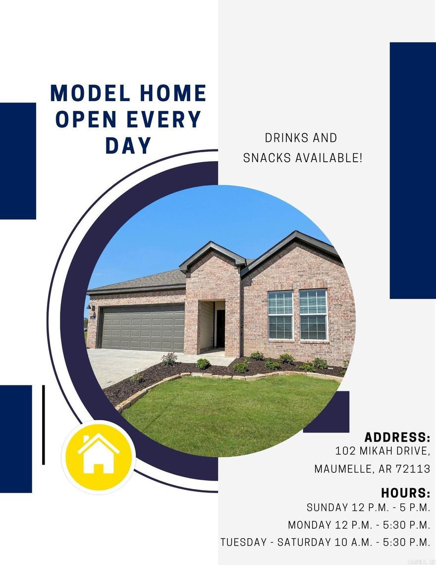 Lovely Leslie plan! Indulge in the ultimate living experience at The Reserve at Country Club. These meticulously crafted single-family homes are designed to offer unparalleled comfort, luxury, and convenience. Located on the serene southeast side of Maumelle, you will find yourself surrounded by breathtaking natural beauty, yet only minutes away from schools, world-class golf courses, and a plethora of dining options. Come and experience the lifestyle you've always dreamed of in a brand-new home in The Reserve at Country Club! These homes will be 4 sides brick! Exquisite quartz counters in the kitchen and bathrooms, beautiful kitchen backsplash and 42'' cabinets. The primary bathroom features a lovely walk-in shower, and separate bathtub! You’ll find a ceiling fan in the primary bedroom and living room and LVP throughout common areas with carpet in bedrooms and closets. These homes feature a programmable thermostat! Tax amount TBD. HOA fees cover management and other. Photos are representative only and may vary as built. Tax amount TBD. HOA fees cover management and other.