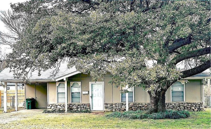 Nice 3BR 1 1/2 Bath home with "wood look" ceramic flooring. New appliances and new roof. Updates galore throughout the home. Large, fenced back yard for the kids and fur babies to play.