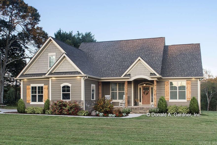 Charming 1,561 sq ft All-Brick Traditional Home – New Construction in Hot Springs! Nestled in the peaceful Walkway Point subdivision—minutes from beautiful Lake Hamilton—this single-story traditional gem offers timeless appeal in a compact, efficient package. At 1,561 square feet of pure comfort, it's finished in durable all-brick for that classic, low-maintenance look that lasts. Three bedrooms, two full baths, plus a handy bonus room—perfect for a home office, play space, or extra storage. The open floor plan shines: kitchen with island flows straight into the living area, making meals and hangouts effortless. Think cozy gatherings by the fireplace, natural light everywhere, and smart privacy with bedrooms tucked away. Outside? A welcoming front porch, clean gable lines, and that solid brick exterior that blends right into this scenic, lake-close neighborhood. Brand-new build from trusted America's Best House Plans—you pick your colors, finishes, and little tweaks to make it yours. Ideal for starters, couples, or anyone wanting one-level ease without big-house bills. No surprises—just ready-to-love living. Priced to sell—text or call for your tour today!