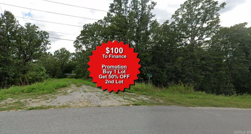 Arkansas Land for Sale - Buy one lot and get 50% off an additional lot! Owner-finance for easy terms. Nice lot to develop or hold for future value. Public water and electric are available to run to property and will need septic. Owner/agent. No mobiles allowed. Finance is $100 down and $99 a month for 10 month. Closing costs are included. No limit on lots.  Parcel ID# 225-14637-000