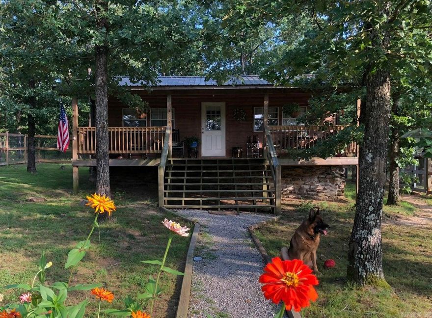 Thinking of going Tiny? Maybe looking for a 'Preppers Paradise' on 22.5 ACRES? This could be the one! This 2bd/1ba cozy cabin is ABSOLUTELY ADORABLE! (2nd bd currently used as office/laundry) Owner had High Speed Broadband as well. Kitchen/Living space is open/ample sized with a large standard sized fridge & stove and an eating bar w/storage. Land is fenced/cross fenced (plus tall fencing around home for even the most experienced escape artist fur-baby!) Small cattle pond toward back of property, and a nice fenced pasture toward the front of the property has a small stall/pole barn would be great for a horse or 2! Propane Tank is owned, tons of deer, garden spot, chicken coups, Bald Eagle Barn & fenced are behind home currently holding goats round out this little Gem of a property.
