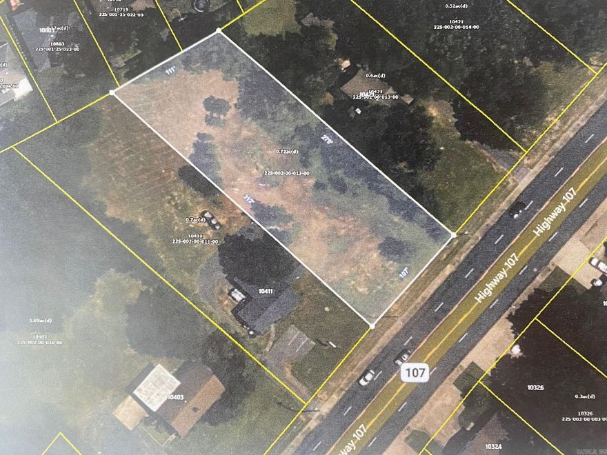 Great Frontage (107') on Highway 107.  Currently zoned R-1, the Seller will allow time to rezone to Commercial.  Level lot with plenty of depth (296') average.