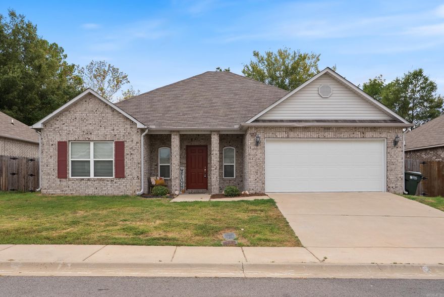 This home is quite deceiving in size from the outside, but it offers 1,644 sqft with 4 bedrooms and 2 baths. All walls have been freshly painted with one neutral color throughout and the home is sparkling clean for your move-in day. The home also has an open concept with 9' ceilings, a bar-top counter, and a kitchen-dining combo. This all lends to be the perfect place for hosting friends and families. A split floor plan gives way to a spacious primary suite with a large bathroom and walk in closet. An east facing backyard borders a nice row of trees, so you'll have the perfect place to hang out on these warm summer evenings. Less than 5 minutes to all the shopping and restaurants you could want. Make a call today to schedule your showing.