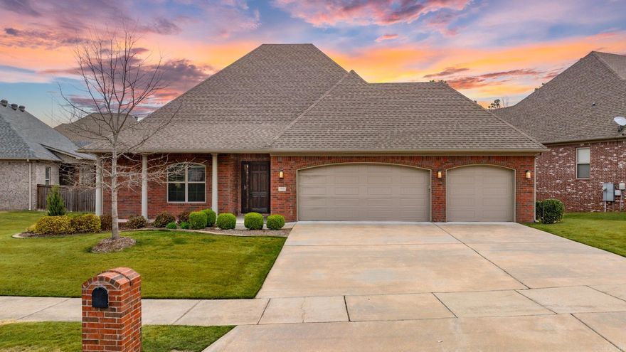 Superb one level custom built by Graham Smith Construction backs to a beautiful green space. Kitchen with spacious island with breakfast bar, white cabinets, gas cooktop, stainless appliances, granite countertops and tile backsplash. Kitchen opens to Great Room with built-ins and gas log fireplace. Walk-in pantry and Laundry Room. Pretty crown molding and hardwood floors. Split plan with two Bedrooms at front of home sharing a full bath and Primary Bedroom at the rear of the home. One Bedroom currently an Office has double French doors. Gorgeous Primary Bedroom suite has large tub, walk-in shower, split vanities, nice walk-in closet and enjoys view of the back yard and green space. Three car Garage has plenty of room for a truck or large vehicle. Also, it includes a permanent staircase to the floored Attic for storage and has built-in shelves. Tankless water heater. Generator. Enjoy relaxing on the covered back porch overlooking the beautifully landscaped back yard. This neighborhood includes an annual fee for yard maintenance. No more mowing your yard! Gorgeous home very well cared for ready for you to call home.