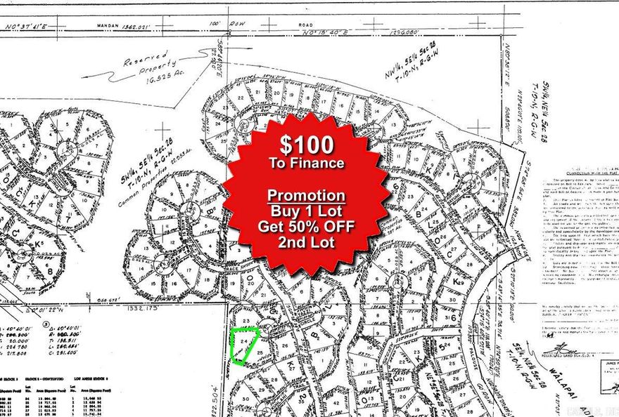 Buy one lot and get 50% off an additional lot! Owner-finance for easy terms. Cash buyers can pay by debit or credit card as well. Nice lot to develop or hold for future value. Public water and electric are available to run to property and will need septic. Owner/agent. No mobiles allowed. 1000 minimum build size on any other type of home, depending on subdivision. Finance is $100 finance fee and 10 months at $75 and closing costs are included. Lots marked with red banner are part of promotion. No limit on lots. Buyer responsible for any/all taxes and lots sold "as-is". Quit claim deed conveys. Parcel ID# 405-21446-000
